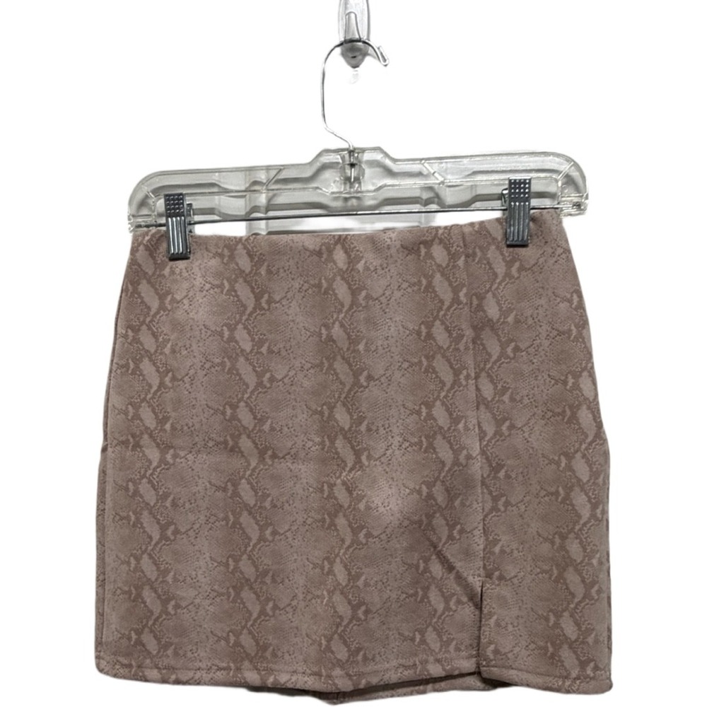 Wild Honey Snakeskin Mini Skirt Women's Small Brown High Rise Side Slit Y2K